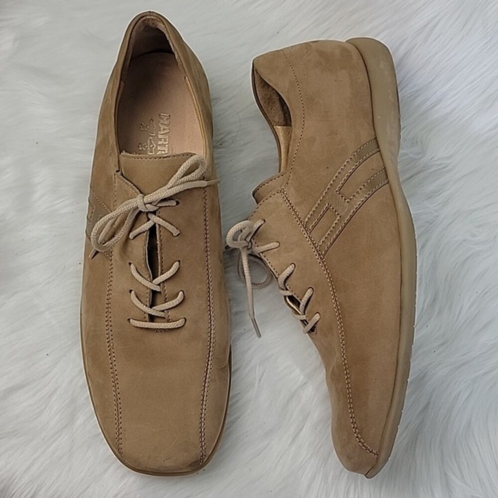 HARTJES Men's Tan Camel Nubuck Lace Up Sneaker Comfort Casual Preppy‎ Shoes 8.5
